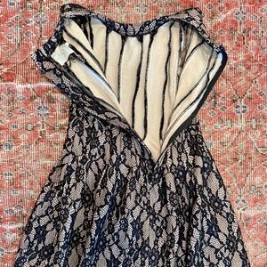 Anthropologie HD in Paris Violante Black Nude Lace Fit & Flare Dress